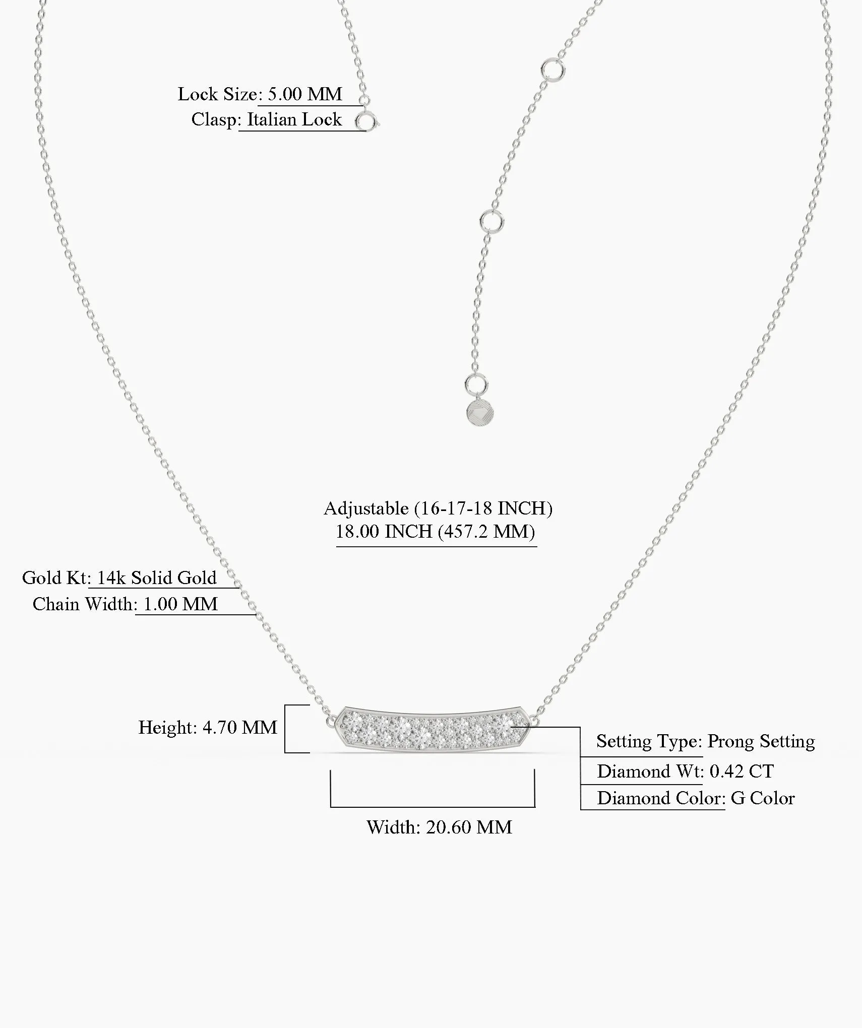 14K Gold Diamond Bar Necklace
