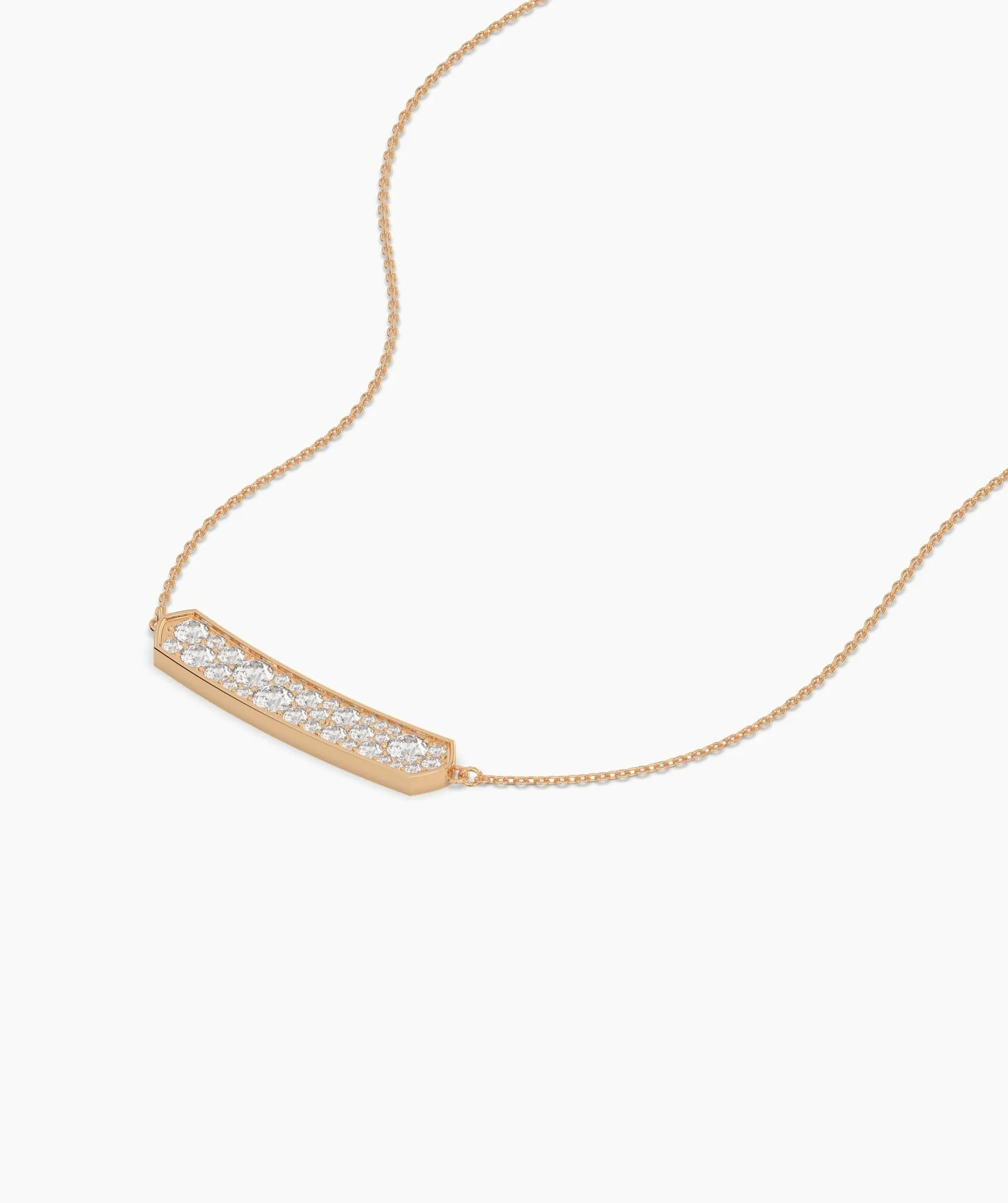 14K Gold Diamond Bar Necklace