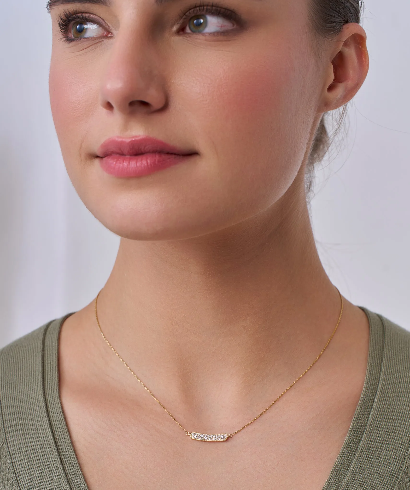 14K Gold Diamond Bar Necklace
