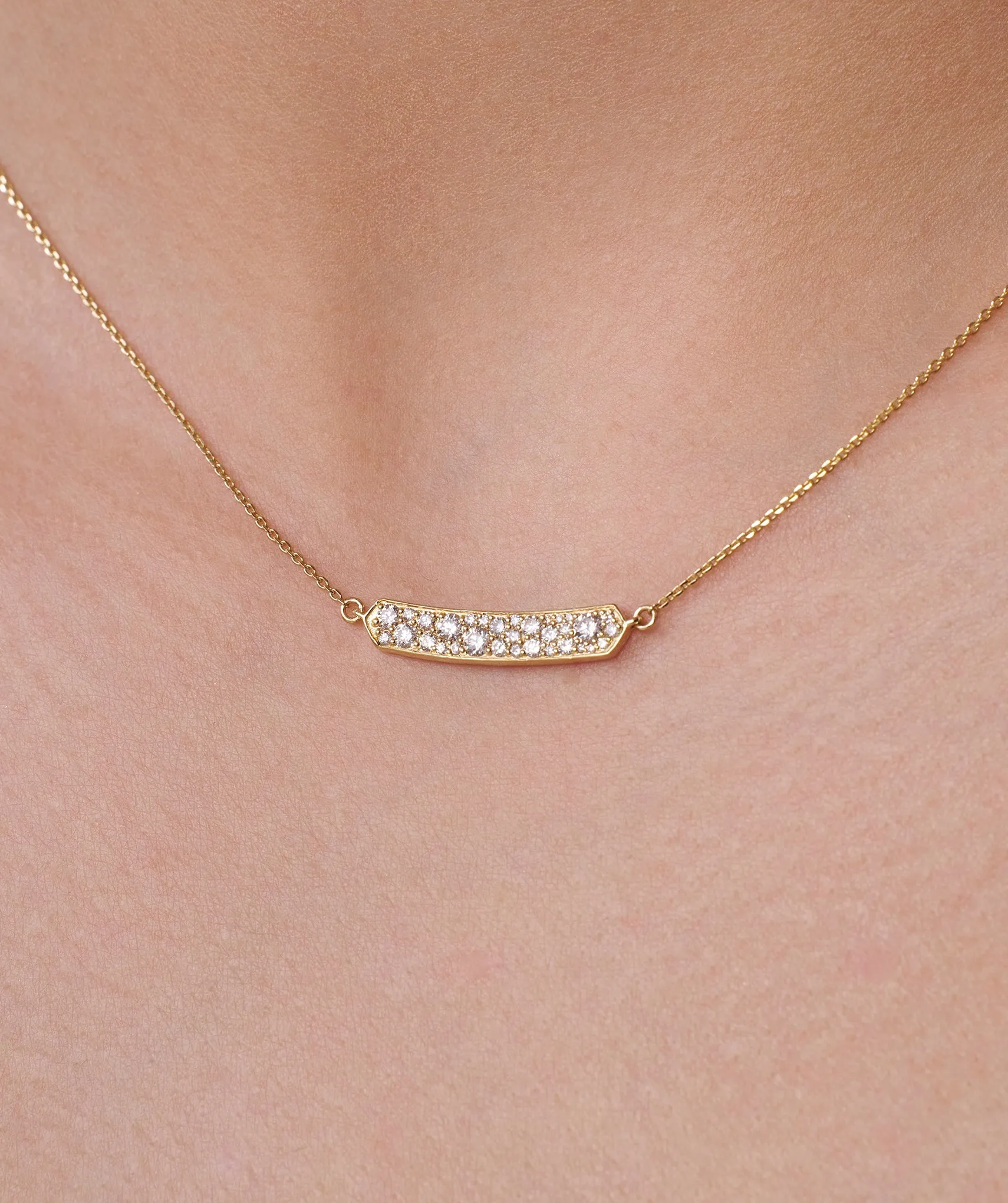 14K Gold Diamond Bar Necklace