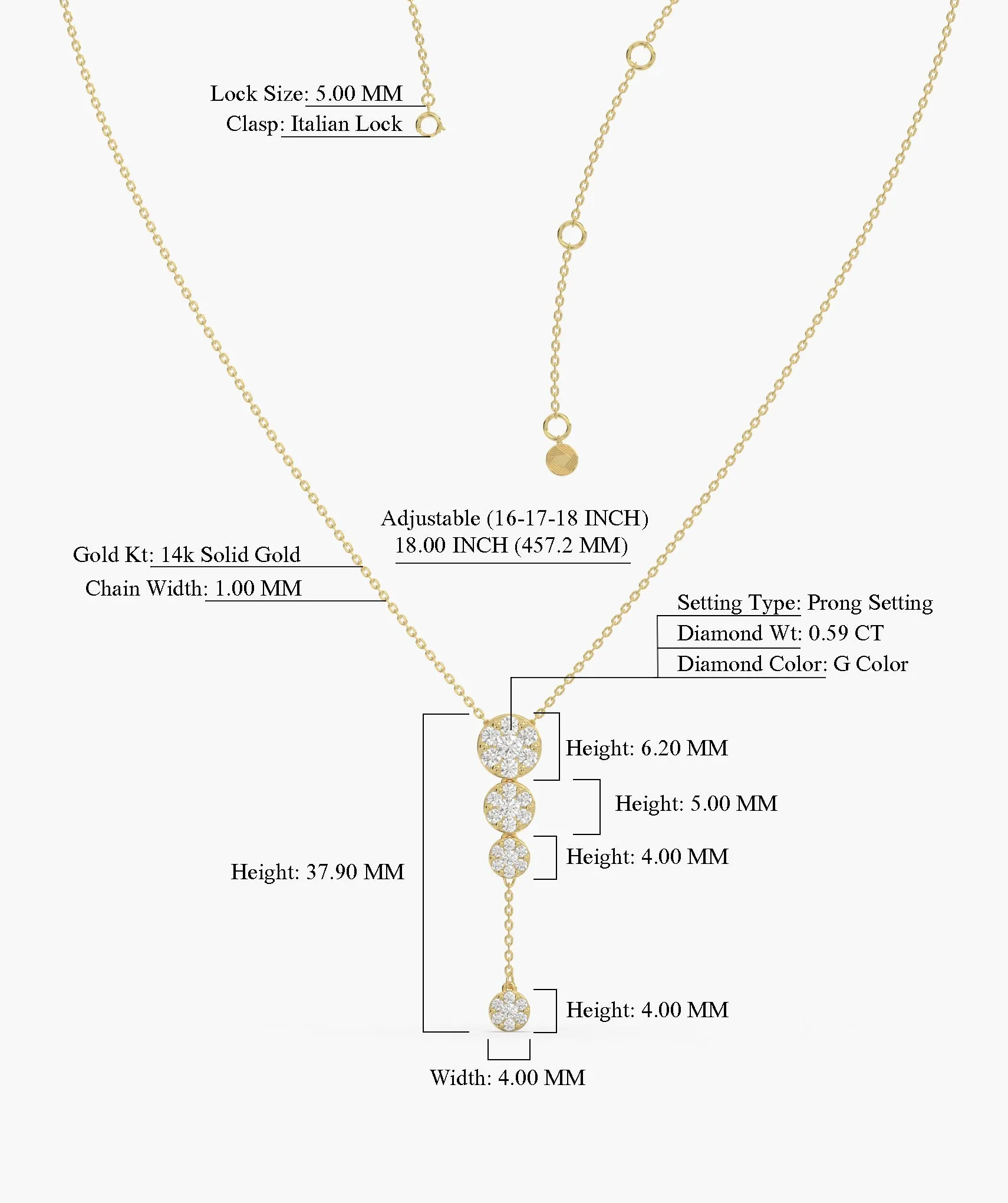 14K Gold Diamond Drop Necklace
