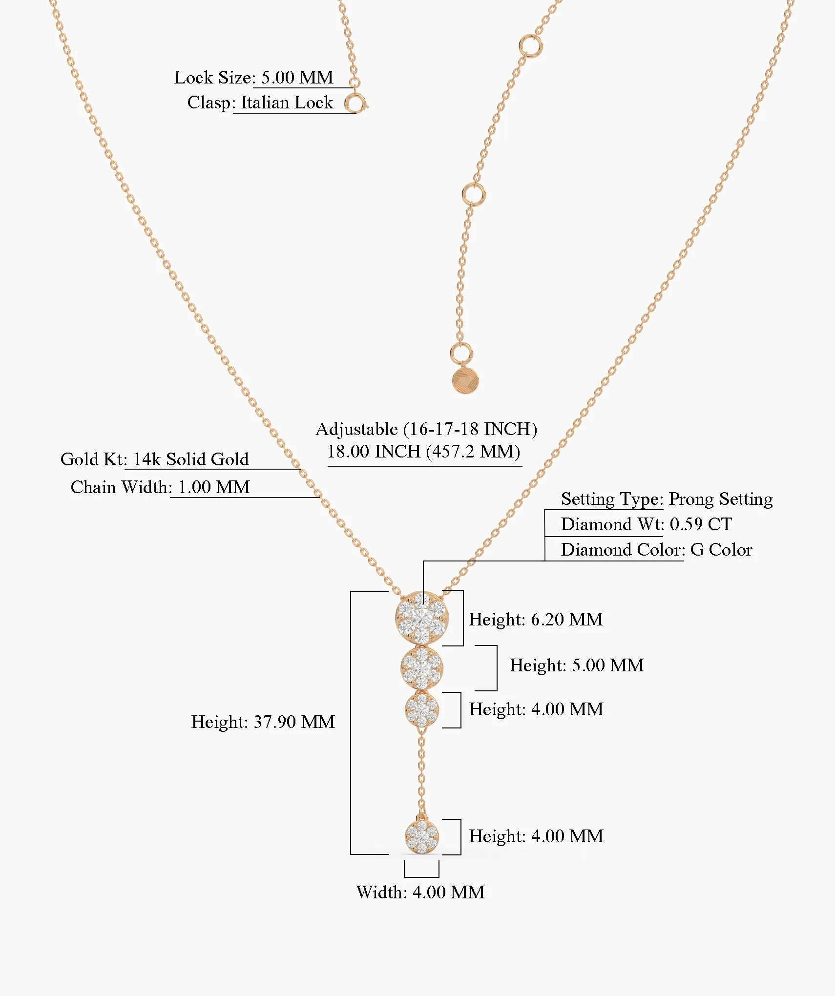 14K Gold Diamond Drop Necklace