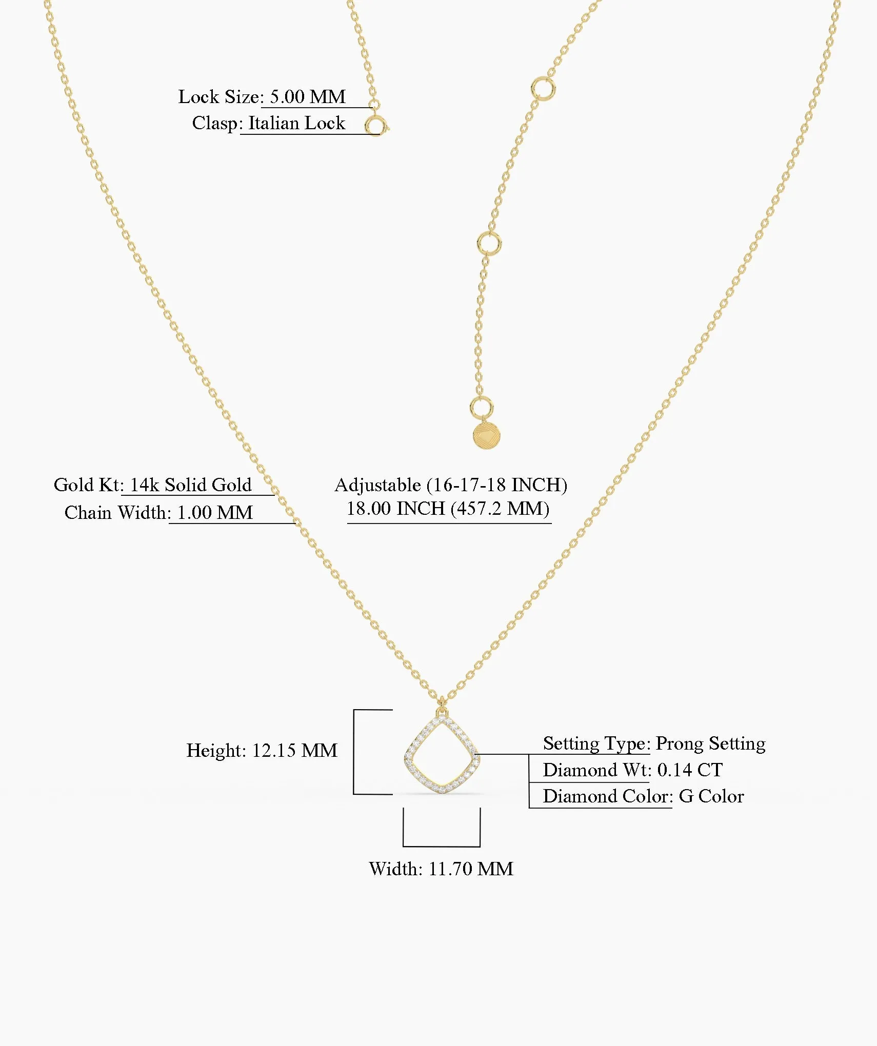 14K Gold Diamond Geometric Pendant