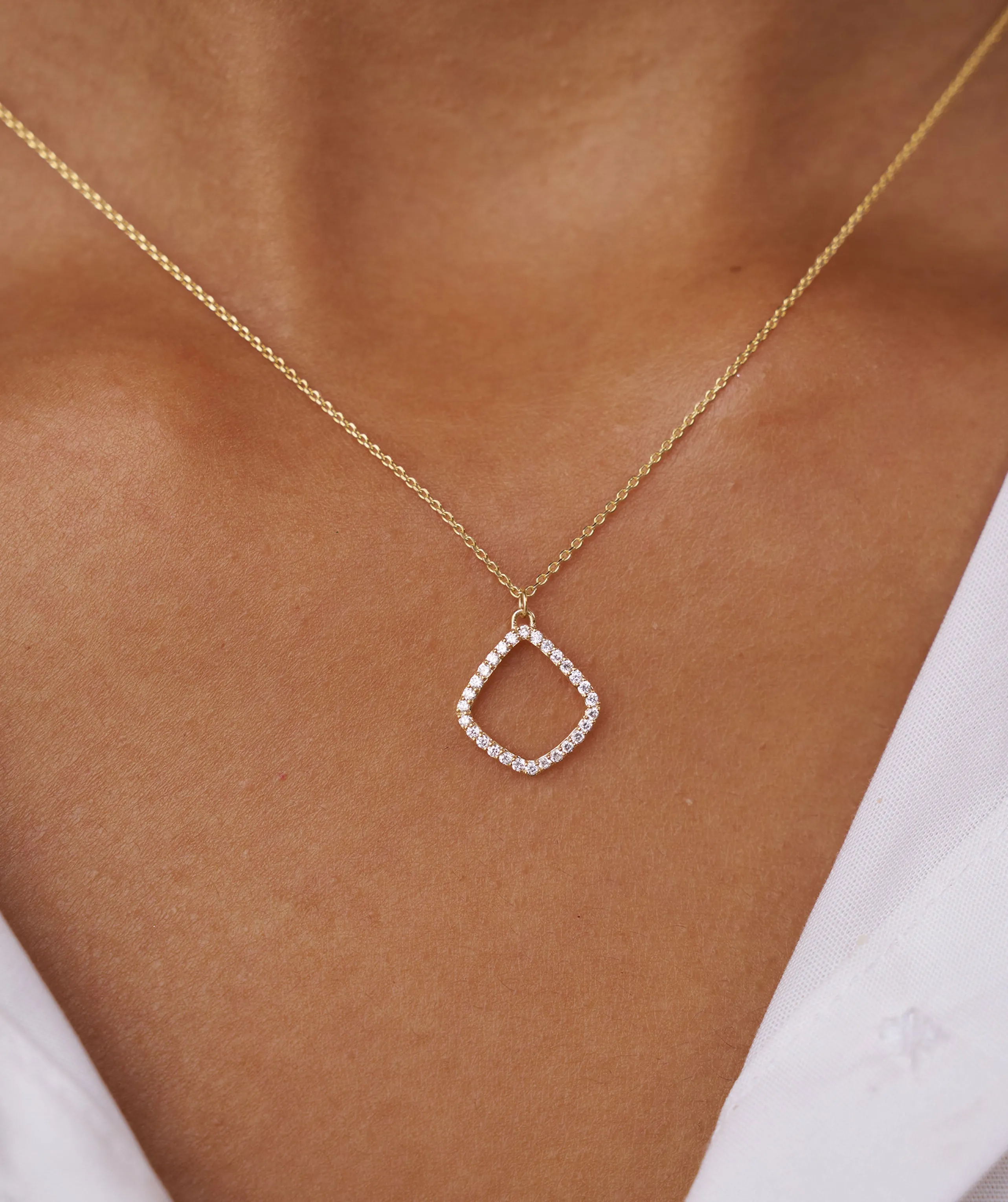 14K Gold Diamond Geometric Pendant