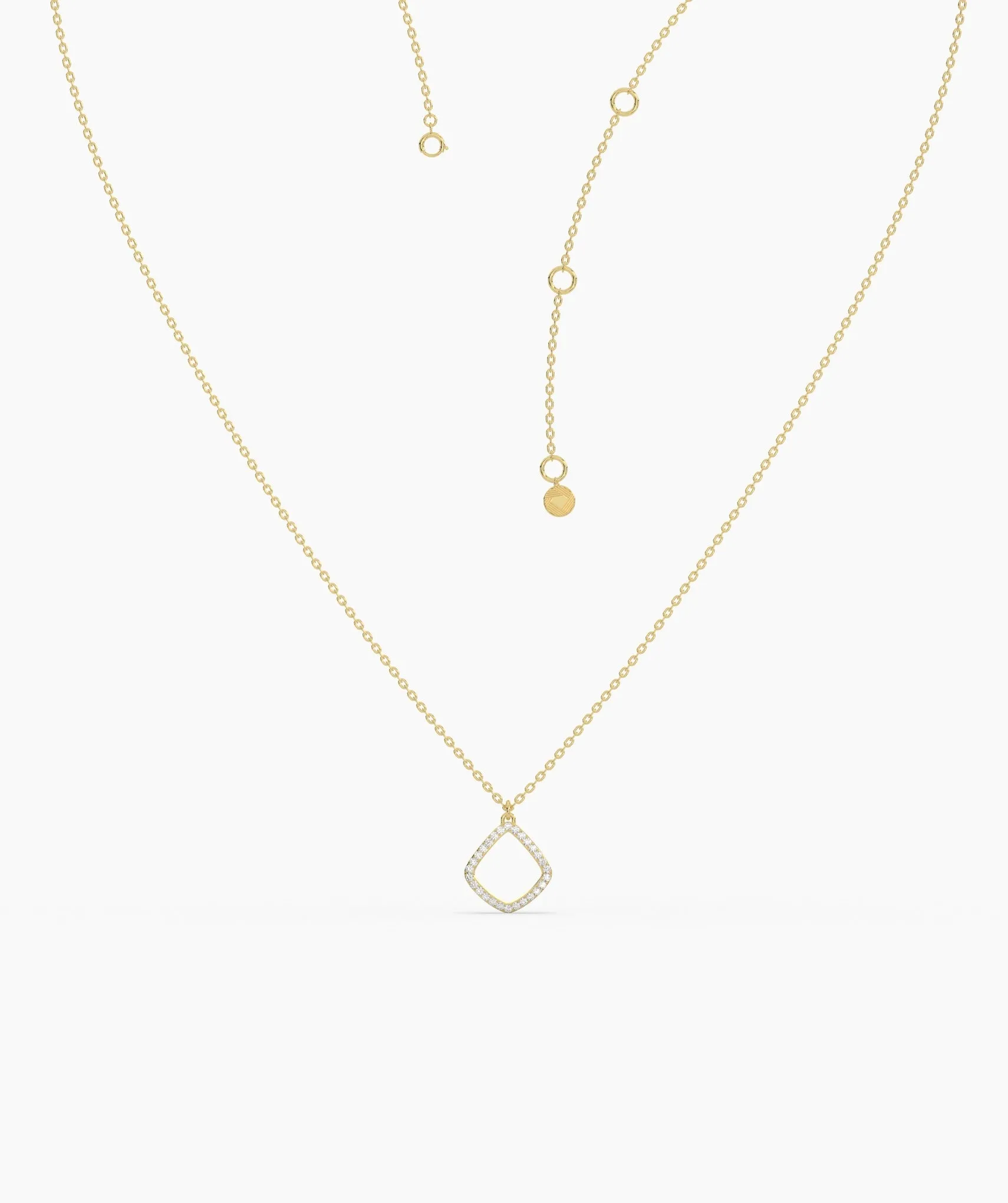 14K Gold Diamond Geometric Pendant