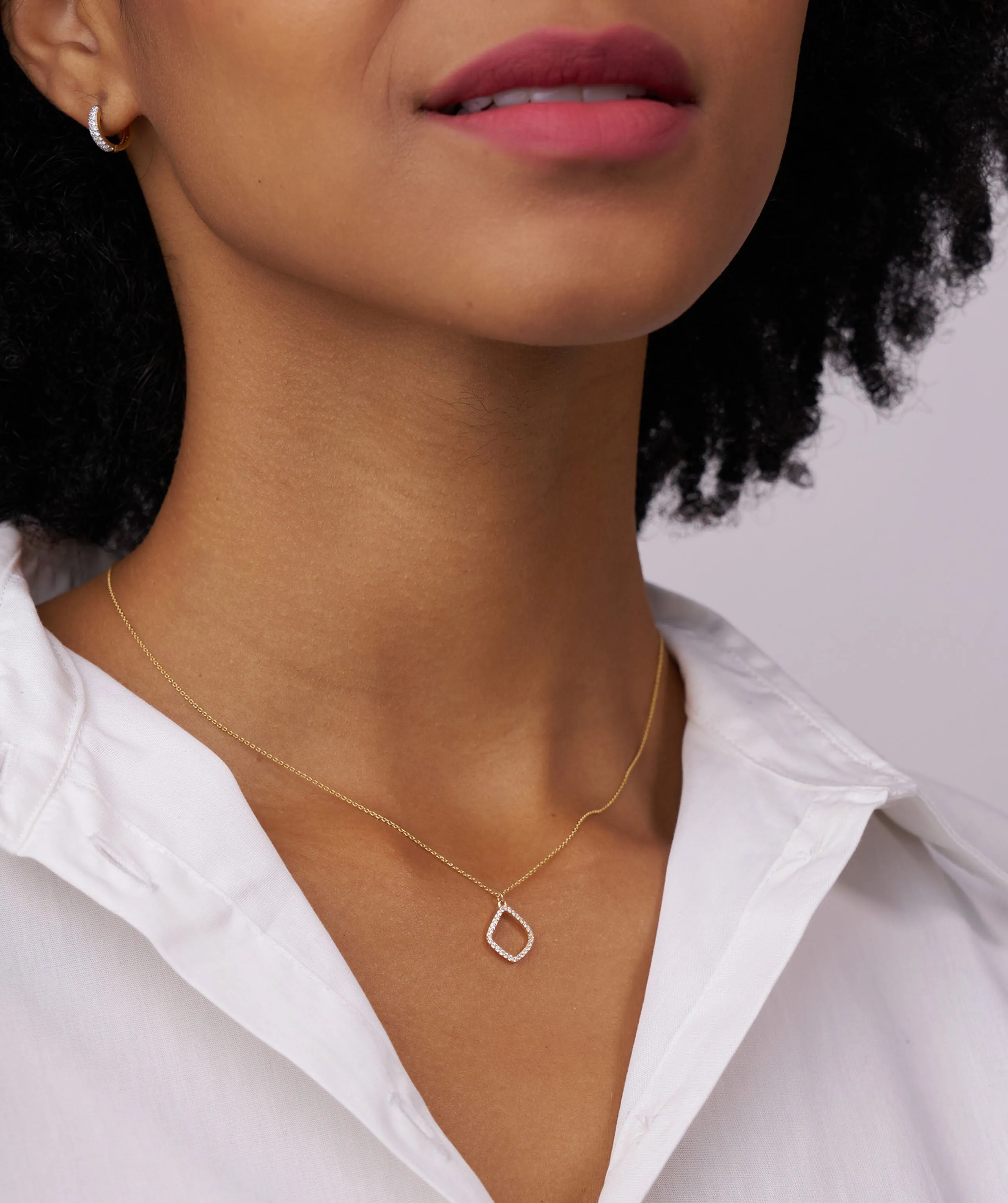14K Gold Diamond Geometric Pendant