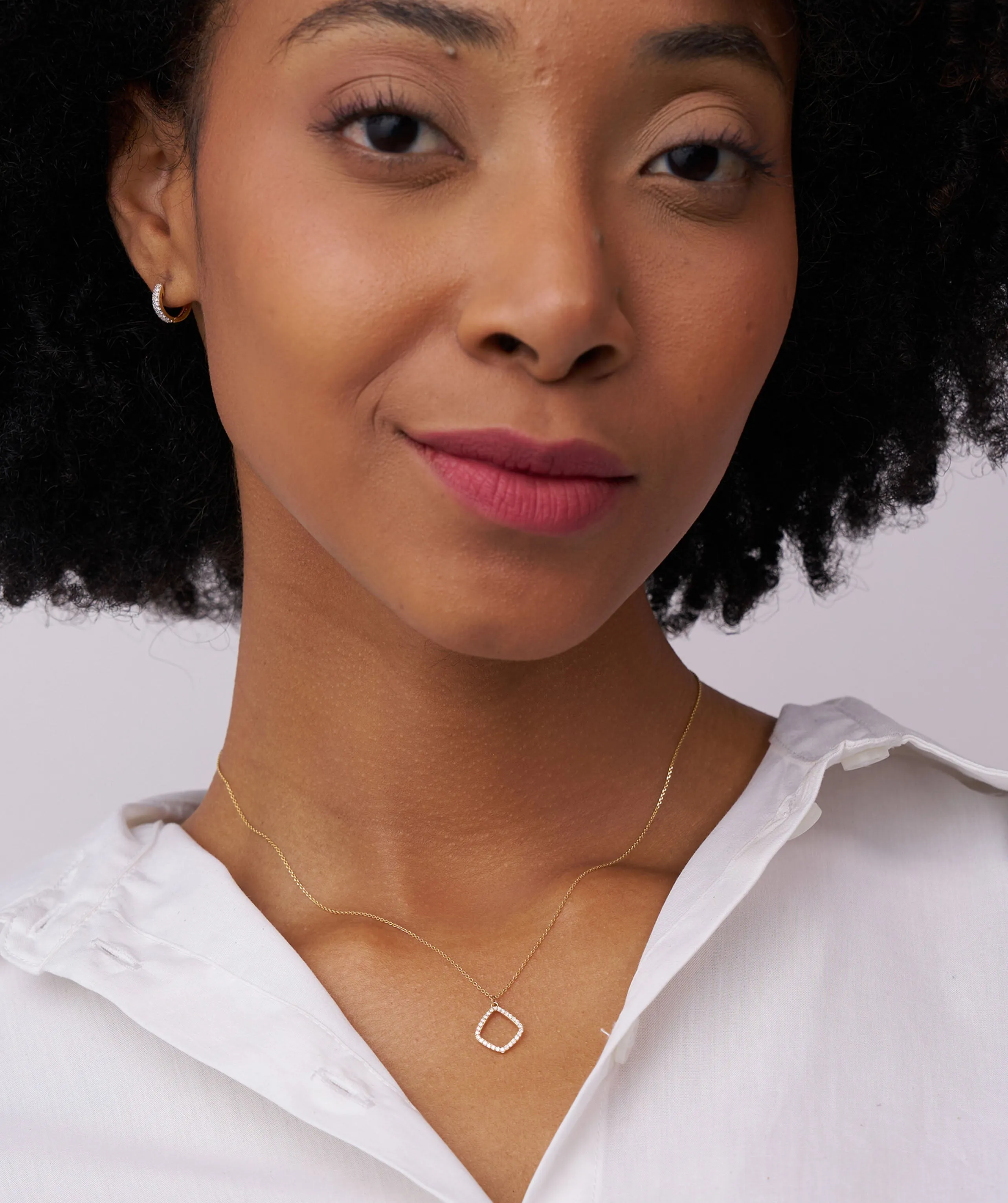 14K Gold Diamond Geometric Pendant