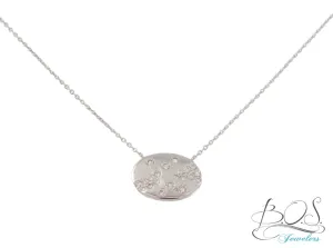 14K Gold Diamond Oval Necklace
