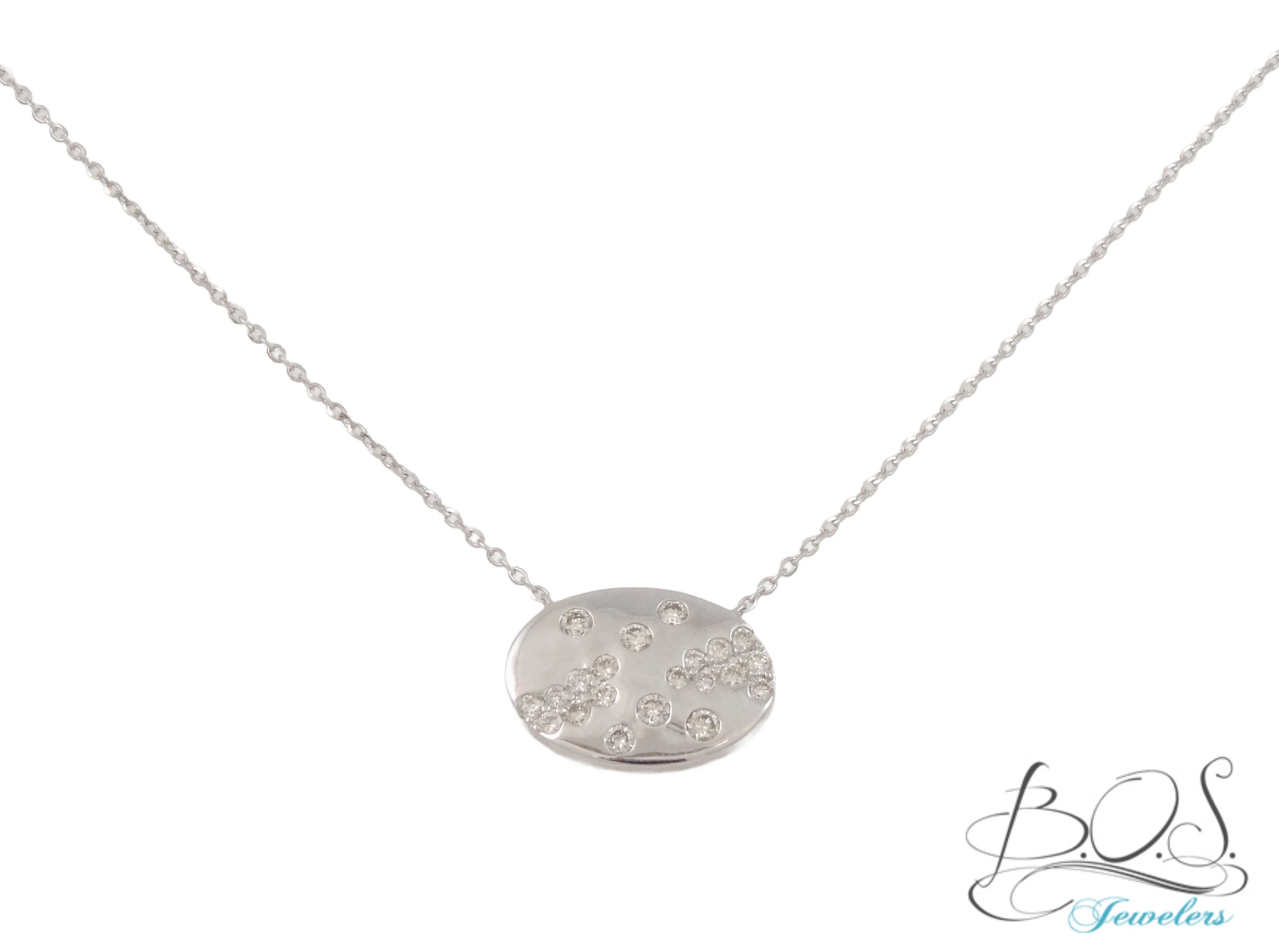 14K Gold Diamond Oval Necklace