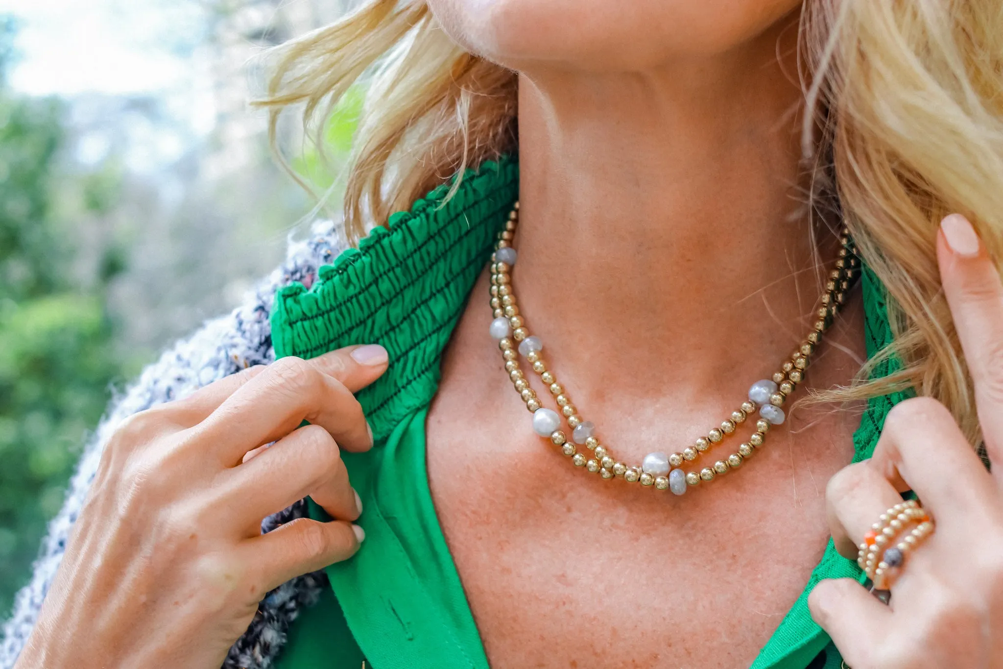 14k Gold Filled Olivia Necklace With Pearls