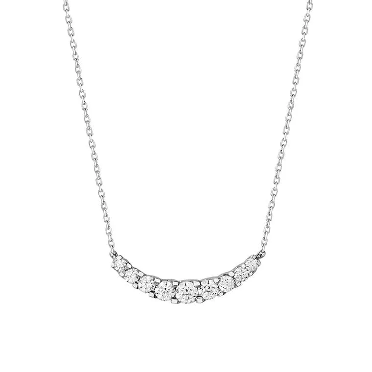 14K Gold Graduated Diamond Pendant Necklace
