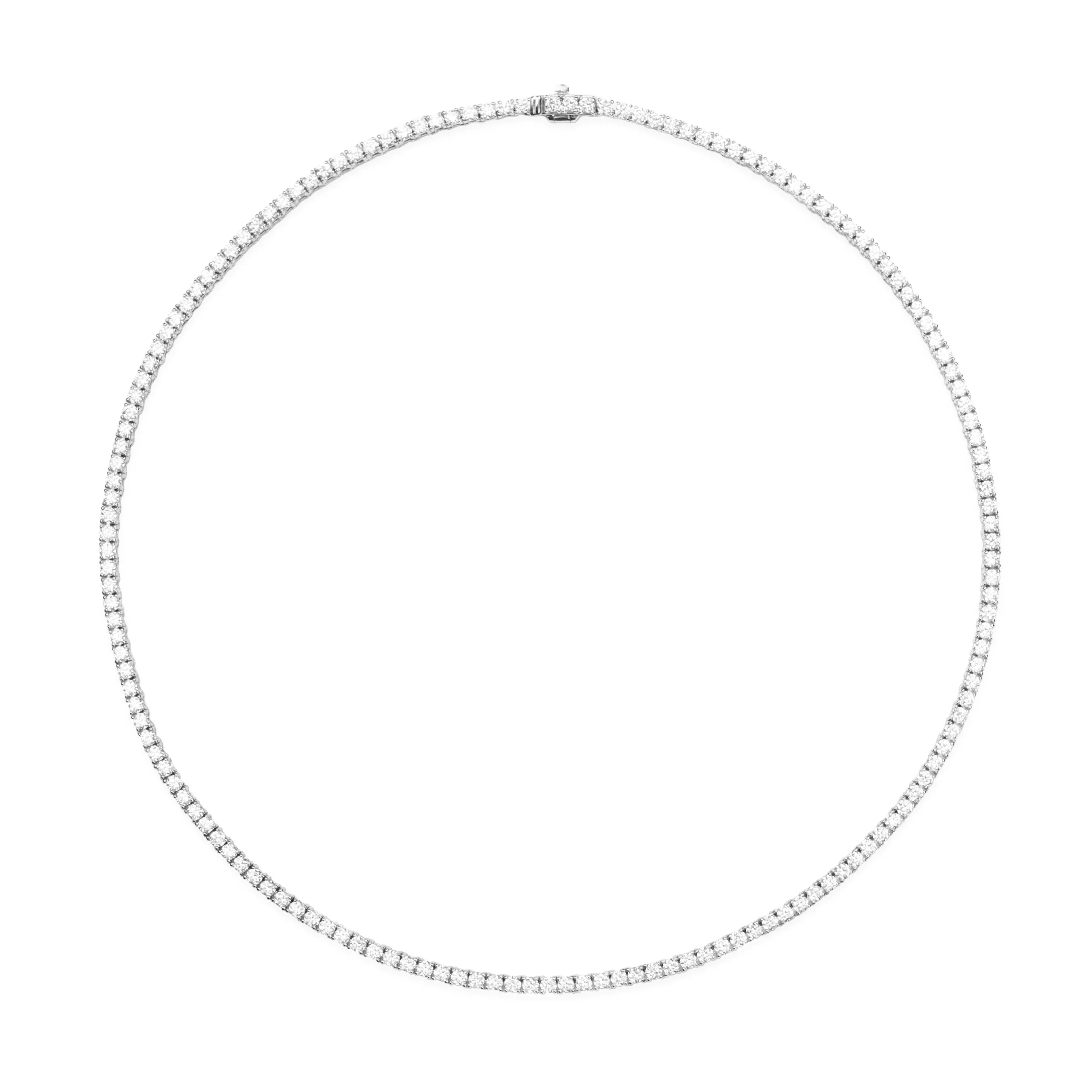 14k Large 4 Prong White Gold Diamond Tennis Necklace