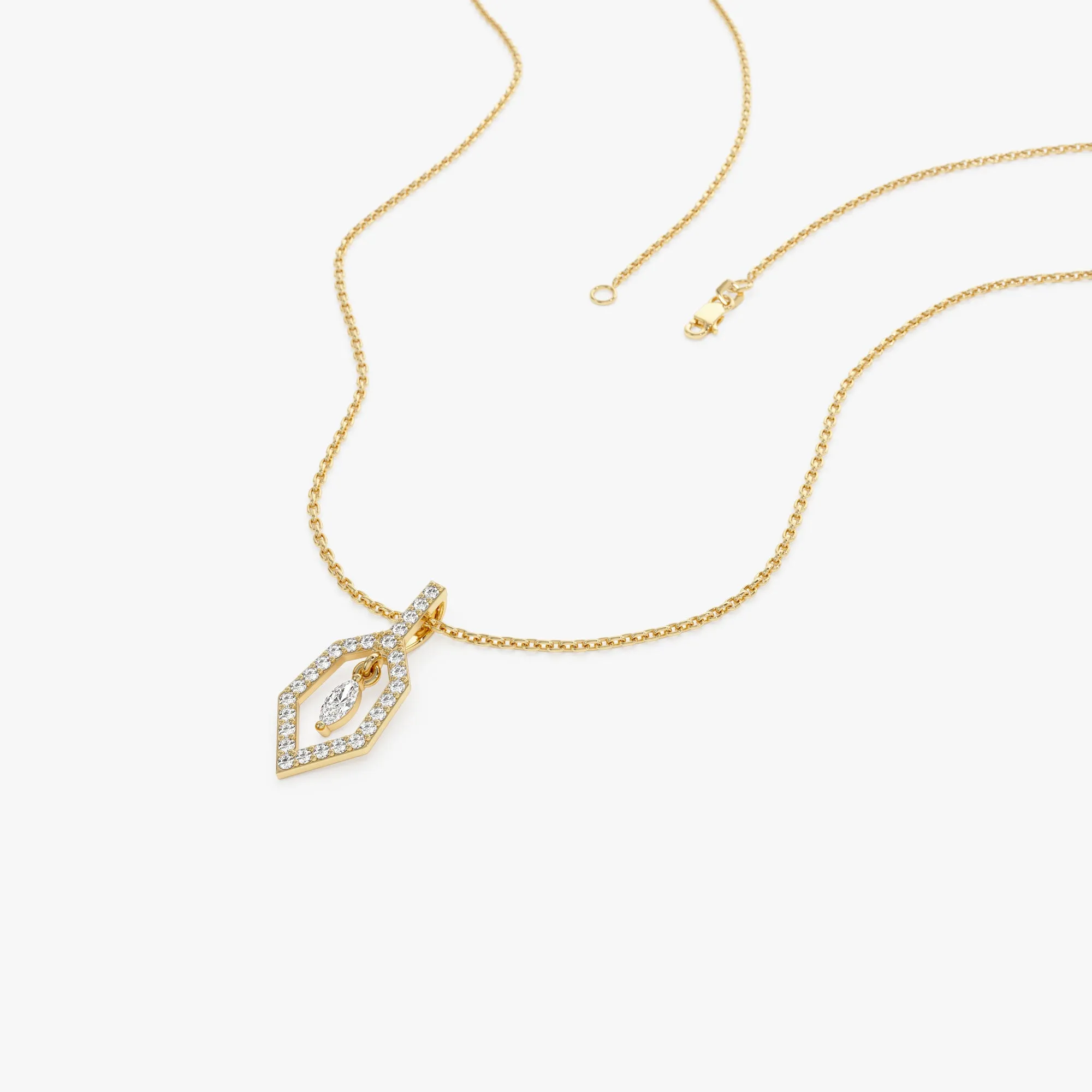 14k Marquise Shape Dangle Diamond Necklace