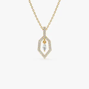 14k Marquise Shape Dangle Diamond Necklace