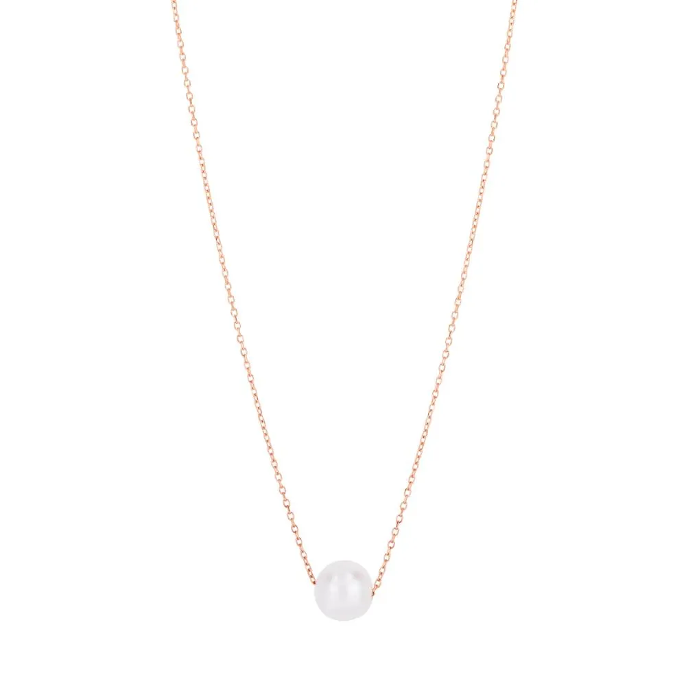 14K Pearl Necklace Solitaire