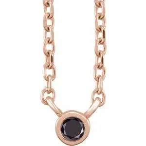 14K Rose .03 CT Natural Black Diamond 16-18" Necklace