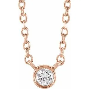 14K Rose 1/10 CT Natural Diamond 16-18" Necklace
