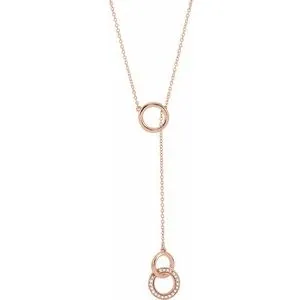 14K Rose 1/10 CTW Diamond Circle Y 16-18" Necklace