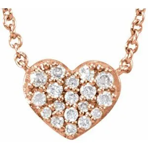 14K Rose 1/10 CTW Diamond Heart 18" Necklace