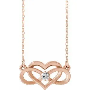 14K Rose 1/10 CTW Diamond Infinity-Inspired Heart 16-18" Necklace