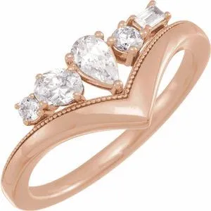 14K Rose 1/2 CTW Lab-Grown Diamond V Ring
