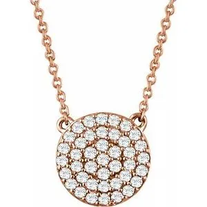 14K Rose 1/3 CTW Diamond Cluster 16-18" Necklace