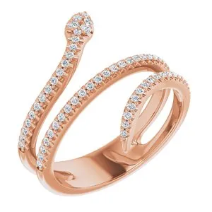 14K Rose 1/3 CTW Diamond Snake Ring