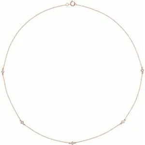 14K Rose 1/4 CTW Diamond 5-Station 18" Necklace