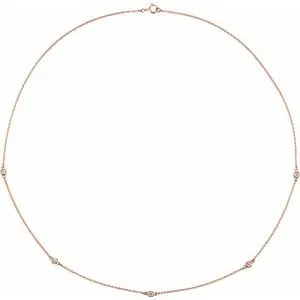 14K Rose 1/4 CTW Lab-Grown Diamond 5-Station 18" Necklace