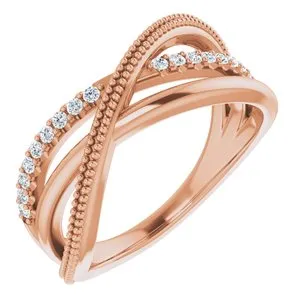14K Rose 1/5 CTW Diamond Criss-Cross Ring