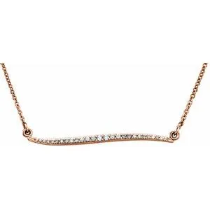 14K Rose 1/6 CTW Diamond Curvilinear Bar 17.5" Necklace