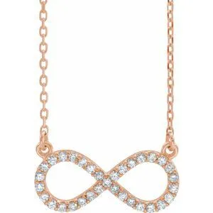 14K Rose 1/6 CTW Diamond Infinity 17" Necklace