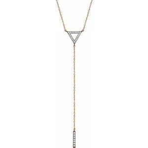 14K Rose 1/6 CTW Diamond Triangle & Bar Y 16-18" Necklace