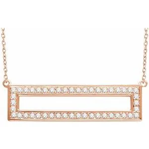14K Rose 3/8 CTW Diamond Rectangle 16-18" Necklace