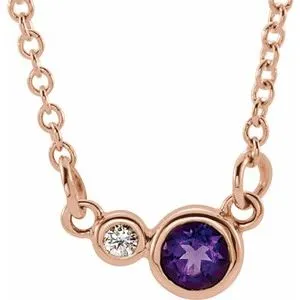 14K Rose Amethyst & .02 CTW Diamond 18" Necklace