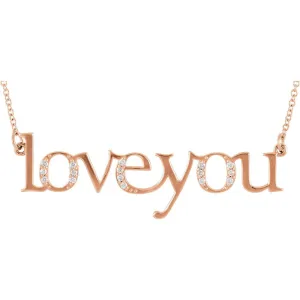 14k Rose Gold .08 CTW Diamond "Love You" 18" Necklace