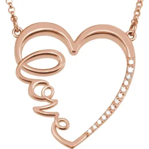 14k Rose Gold 1/6 CTW Diamond "Love" Heart Infinity-Inspired 18" Necklace