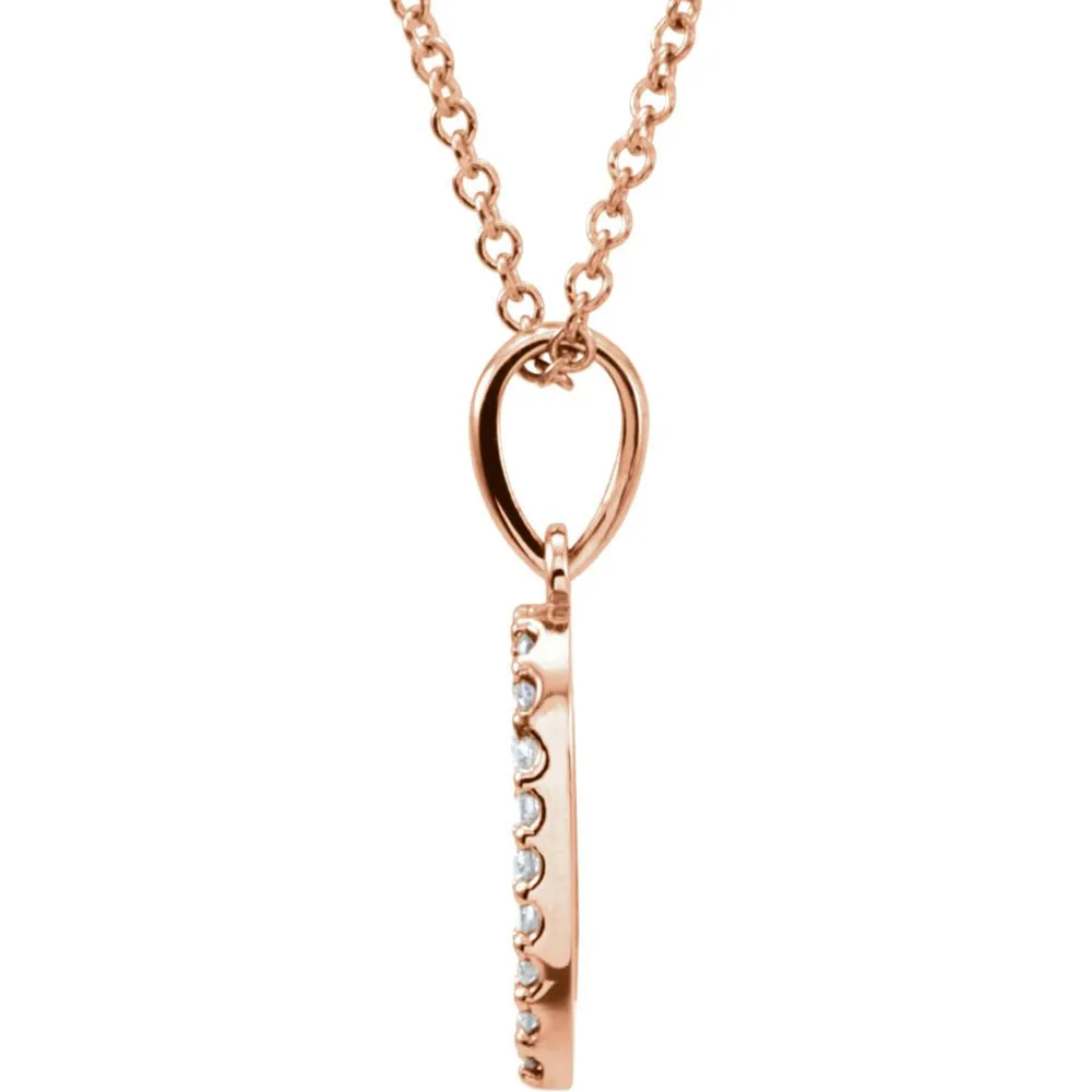 14k Rose Gold 1/8 CTW Diamond 16" Necklace