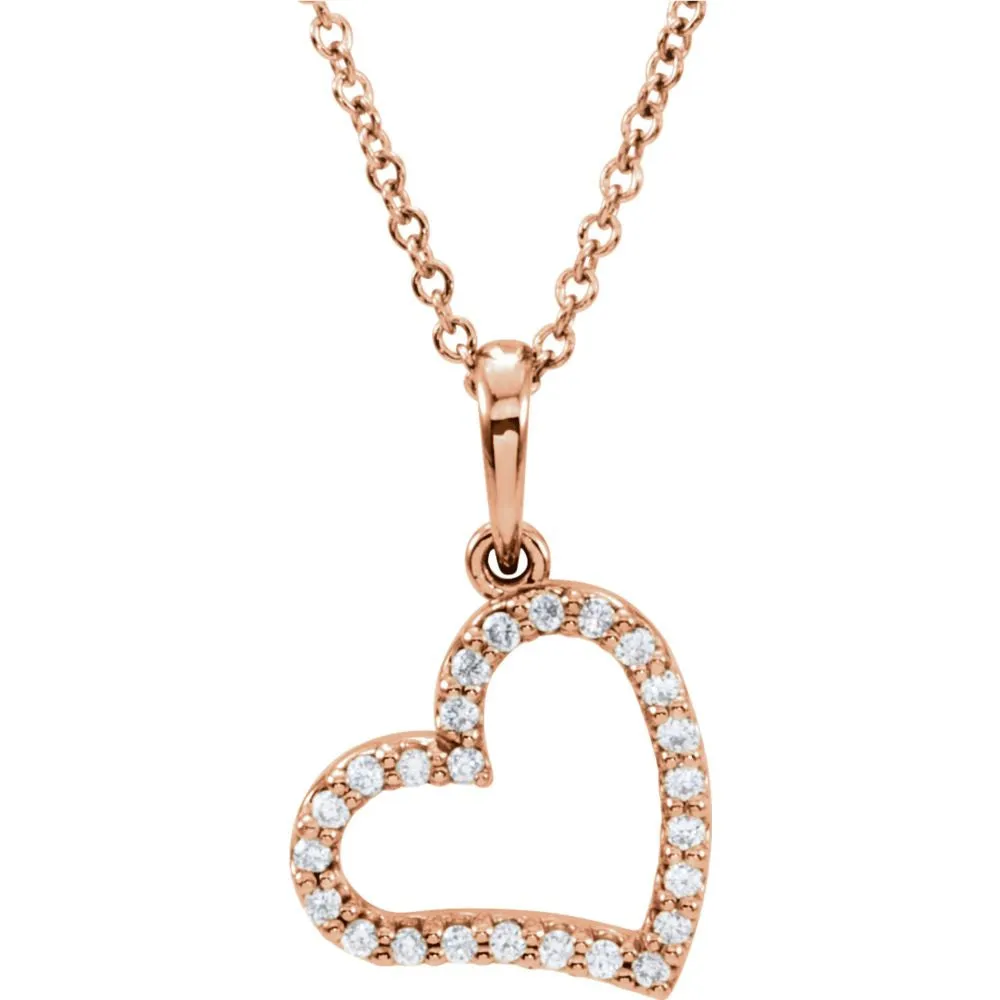 14k Rose Gold 1/8 CTW Diamond 16" Necklace