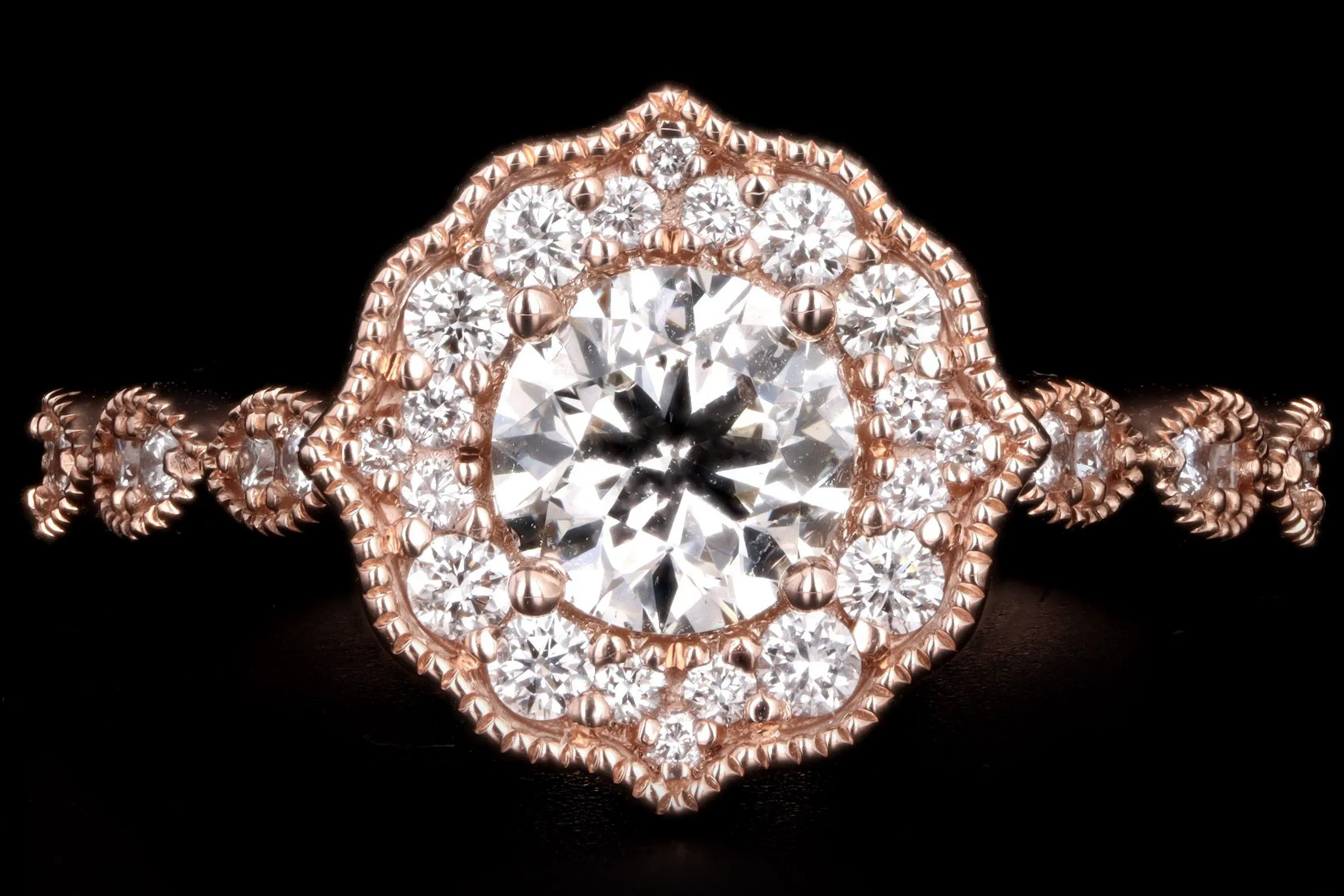 14K Rose Gold .75 Carat Round Brilliant Diamond Engagement Ring