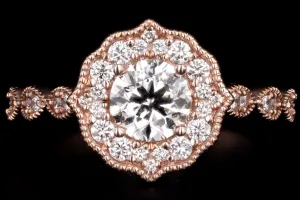 14K Rose Gold .75 Carat Round Brilliant Diamond Engagement Ring