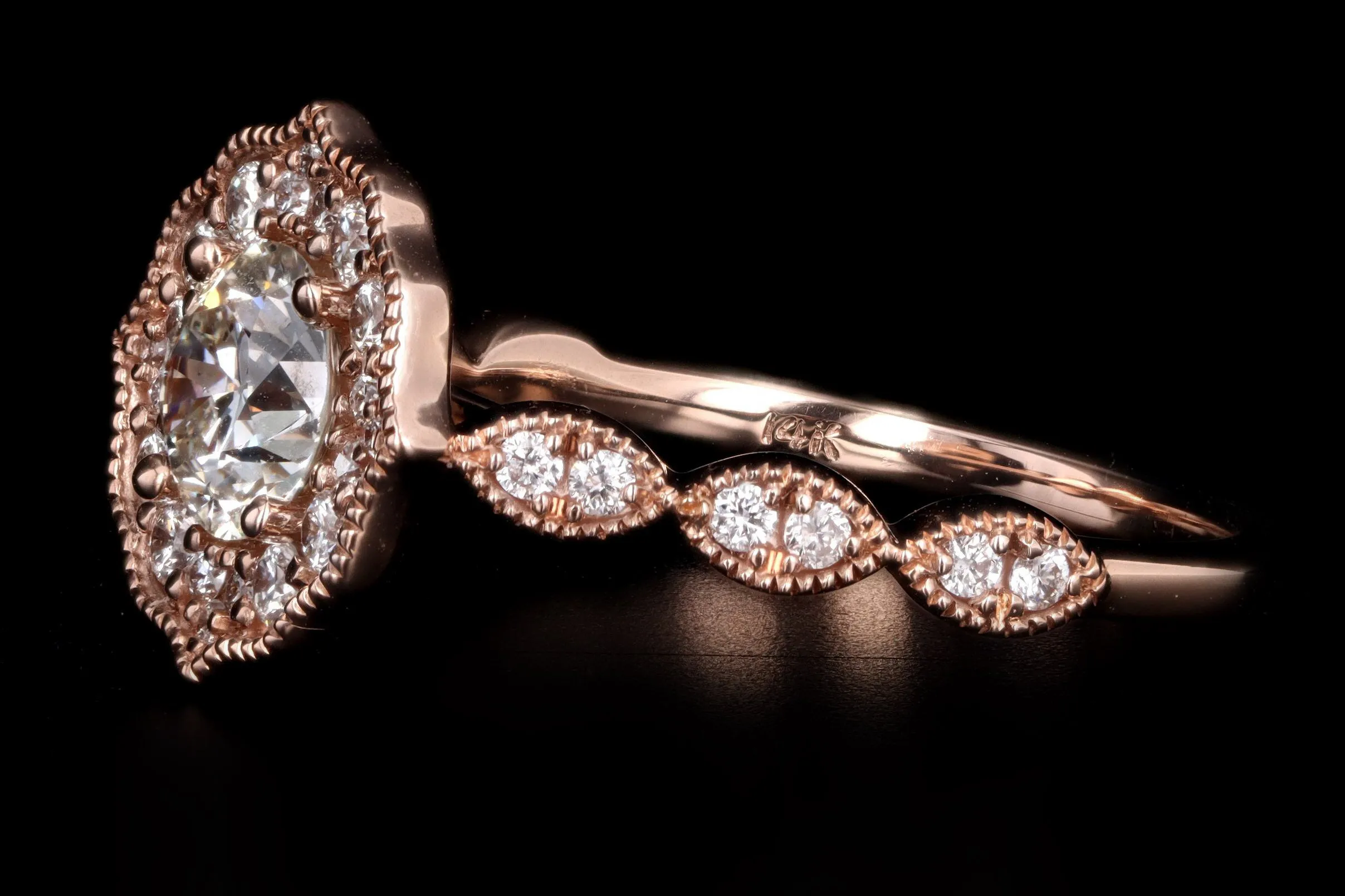14K Rose Gold .75 Carat Round Brilliant Diamond Engagement Ring