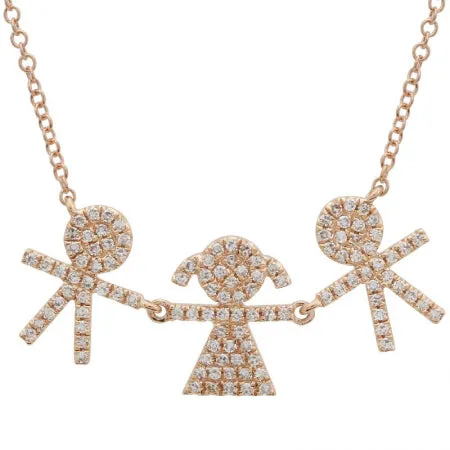14K Rose Gold Boys And Girl Diamond Necklace (customize)