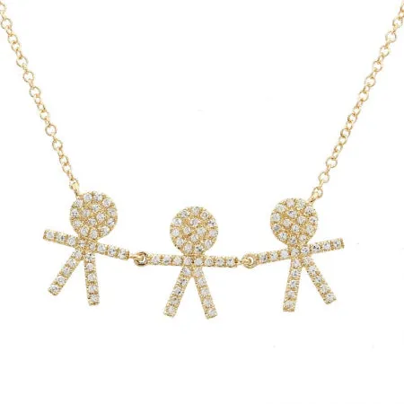 14K Rose Gold Boys And Girl Diamond Necklace (customize)