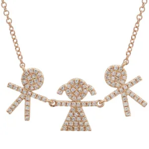 14K Rose Gold Boys And Girl Diamond Necklace (customize)