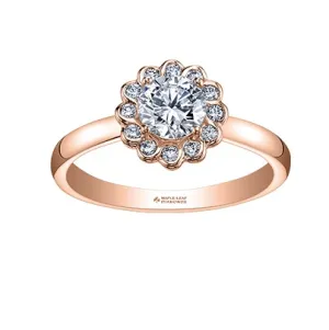 14K Rose Gold Maple Leaf (0.40ct) Canadian Diamond Halo Engagement Ring