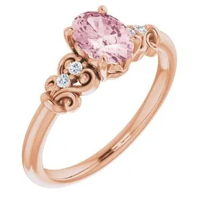 14K Rose Morganite & .04 CTW Diamond Ring