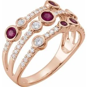 14K Rose Ruby & 3/8 CTW Diamond Ring