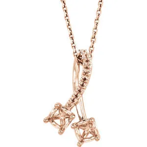 14K Rose Two-Stone Freeform 16-18" Necklace Mounting