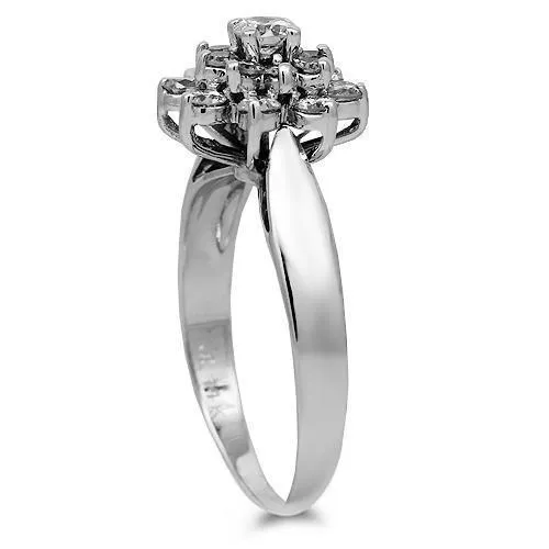 14K Solid White Gold Womens Diamond Ring 0.55 Ctw